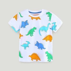 Kids Toddler Boys Casual Cute Cartoon Print Short Sleeve Round Neck T-Shirt
