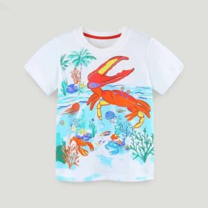 Kids Toddler Boys Casual Cute Cartoon Print Short Sleeve Round Neck T-Shirt