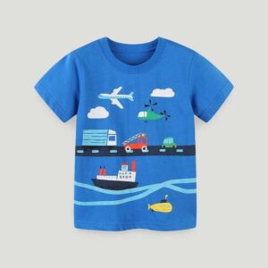 Kids Toddler Boys Casual Cartoon Print Short Sleeve Round Neck T-Shirt
