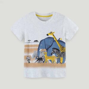 Kids Toddler Boys Casual Cartoon Print Short Sleeve Round Neck T-Shirt