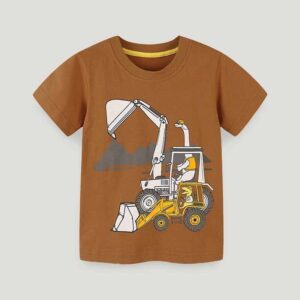 Kids Toddler Boys Casual Cartoon Print Short Sleeve Round Neck T-Shirt
