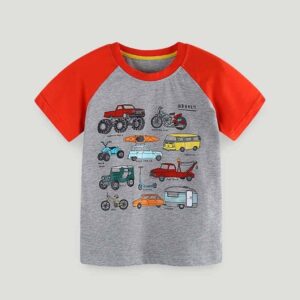 Kids Toddler Boys Casual Cartoon Print Short Sleeve Round Neck T-Shirt