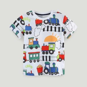 Kids Toddler Boys Casual Cartoon Print Short Sleeve Round Neck T-Shirt
