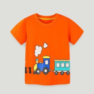 Kids Toddler Boys Casual Cartoon Print Short Sleeve Round Neck T-Shirt