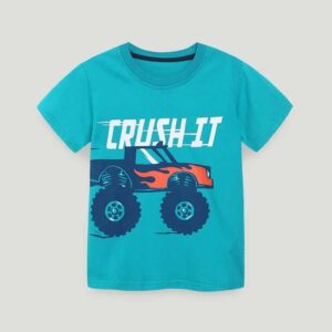 Kids Toddler Boys Casual Cartoon Print Short Sleeve Round Neck T-Shirt