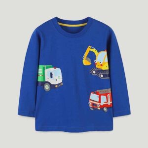 Kids Toddler Boys Casual Cartoon Print Long Sleeve Round Neck T-Shirt