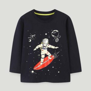 Kids Toddler Boys Casual Cartoon Print Long Sleeve Round Neck T-Shirt