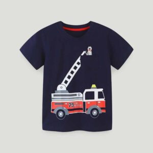 Kids Toddler Boys Casual Cute Cartoon Car Print Short Sleeve Round Neck T-Shirt