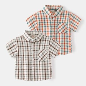 Kids Toddler Boys Fashion Casual Stripe Short Sleeve Lapel Shirt