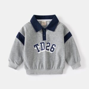 Kids Toddler Boys Fashion Casual Letters Print Long Sleeve Lapel Sweatshirts