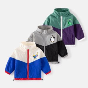 Kids Toddler Boys Fashion Casual Color Cartoon Print Long Sleeve Turtle Neck Coat
