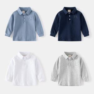 Kids Toddler Boys Fashion Casual Cartoon Pattern Long Sleeve Lapel POLO Shirt