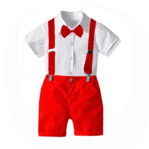 Kids Toddler Boys Party Clothing British Style Solid Color Short Sleeve Lapel Shirt Shorts Set
