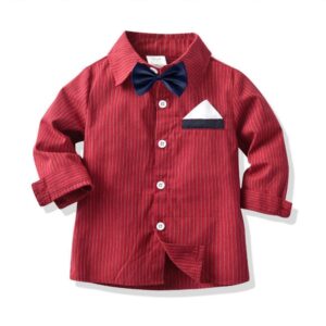 Kids Toddler Big Boys Party Clothing British Style Strip Long Sleeve Lapel Shirt Trousers Set
