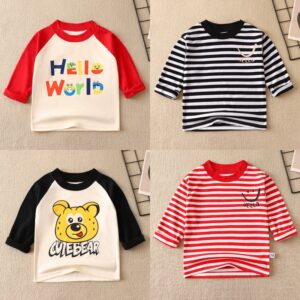 Kids Toddler Big Boys Girls Fashion Casual Cute Cartoon Animal Pattern Long Sleeve Round Neck T-Shirt
