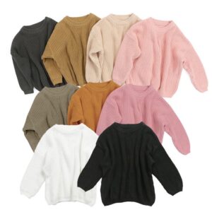 Kids Simple Solid Color Round Neck Long Sleeve Knitwear