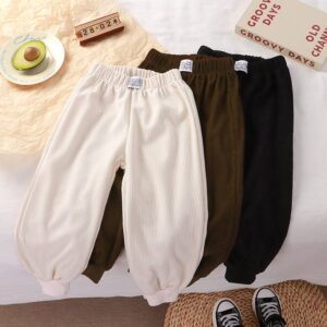 Kids Toddler Big Boys Girls Spring Autumn Leisure Sports Stripe Solid Color Pants