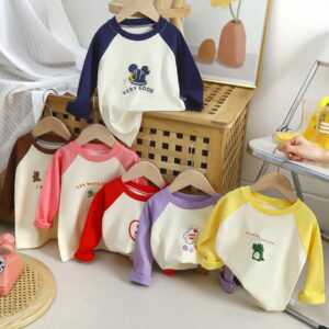 Kids Toddler Big Boys Girls Fashion Casual Cute Cartoon Pattern Round Neck Long Sleeve T-Shirt