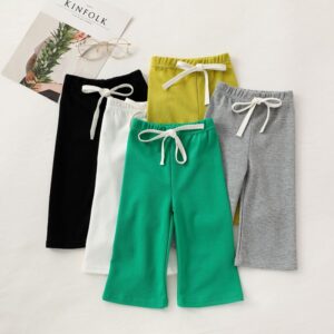 Children Kids Baby Fashion Girls Boys Casual Basic Solid Color Pants
