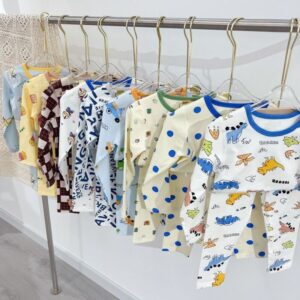 Kids Toddler Girls Boys Autumn Winter Cute Cotton Princess Bear Pony Dinosaur Car Airplane Cartoon Pattern Round Neck Two-Piece Set