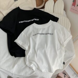 Kids Toddler Girls Boys Summer Fashion Basic Cotton Plaid Printed Round Neck T-Shirt