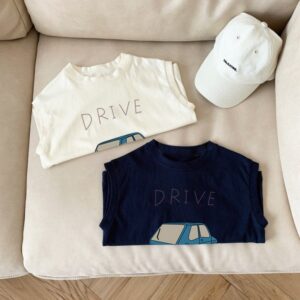 Kids Toddler Girls Boys Summer Basic Cute Pure Cotton Solid Color Cartoon Car Sleeveless Round Neck T-Shirt