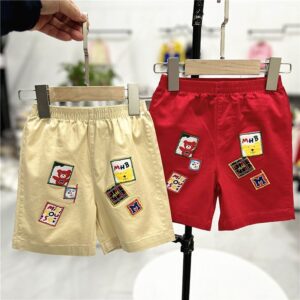 Children Kids Baby Fashion Boys Cartoon Bear Embroidery Shorts