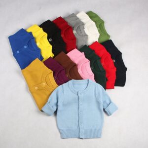 Children Kids Baby Fashion Girls Boys Casual Basic Long Sleeve Solid Color Knitted Cardigan Coat