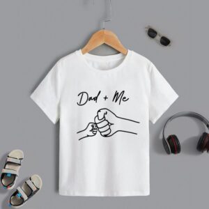 Children Kids Baby Fashion Girls Boys Casual Basic Letter Dad Me Print Short Sleeve T-Shirt