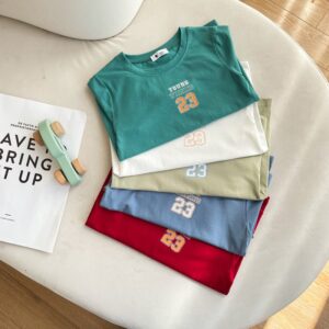 Children Kids Baby Fashion Girls Boys Casual Basic Letter Print Short Sleeve Round Neck T-Shirt