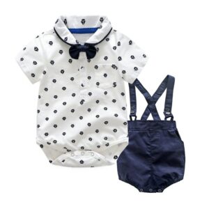 Kid Fashion Star Printing Short-Sleeved Shirt Romper Two-Piece Set