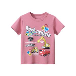 Children Kids Baby Fashion Boys Casual Basic Short Sleeve Car Cartoon Print T-Shirt