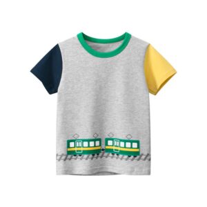 Children Kids Baby Fashion Boys Casual Basic Short Sleeve Train Print T-Shirt
