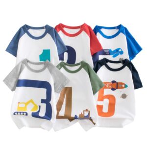 Children Kids Baby Fashion Boys Casual Basic Short Sleeve Cartoon Print T-Shirt