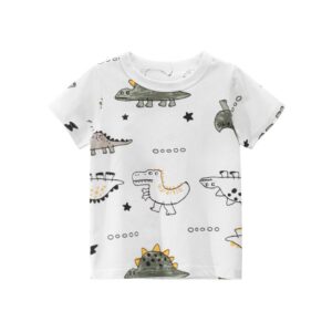 Children Kids Baby Fashion Boys Casual Basic Short Sleeve Dinosaur Cartoon Print T-Shirt
