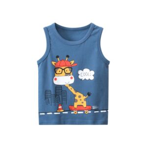 Children Kids Baby Fashion Boys Casual Basic Sleeveless Cartoon Giraffe Print T-Shirt