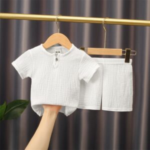 Children Kids Baby Fashion Girls Boys Casual Basic Sleeveless Solid Color T-Shirt And Shorts 2pcs Set