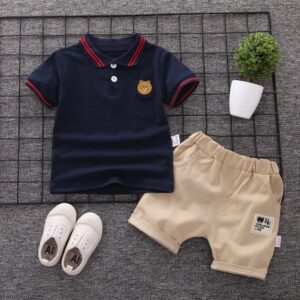 Kids Fashion Short-Sleeved T-Shirt And Short Two-Piece Suit