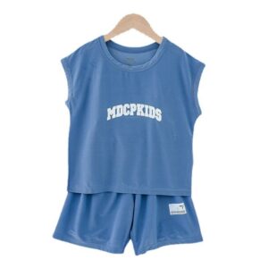 Children Kids Baby Fashion Girls Boys Basic Casual Sleeveless Letter Print Top And Shorts 2pcs Set