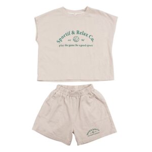 Children Kids Baby Fashion Boys Girls Casual Short Sleeve Cartoon Letter Print T-Shirt And Shorts 2pcs Set