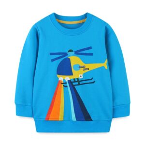 Children Kids Baby Fashion Boys Long Sleeve Cartoon Airplane Print Round Neck Pullover Sweatshirt