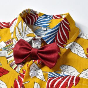 Children Kids Baby Fashion Boys Short Sleeve Casual Flower Print Shirt And Shorts 2pcs Set