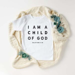 Children Kids Baby Fashion Girls Boys Basic Casual I Am A Child Of God Print Short Sleeve T-Shirt