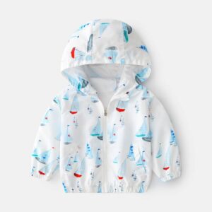 Boys Fashion Ship Dinosaur Pattern Coat