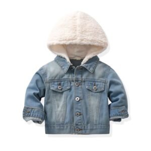 Children Kids Toddlers Boys Hooded Long-Sleeved Denim Jacket