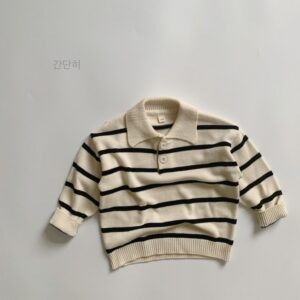 Kids Toddler Girls Boy Fashion Stripe Pullover Lapel Sweater