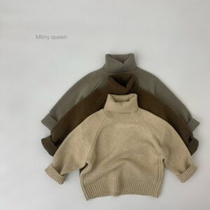 Kids Toddler Girls Boy Fashion Thick Needle Solid Turtleneck Thickened Sweater