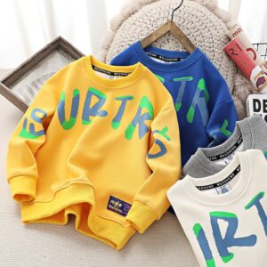 Kids Toddler Boy Fashion Long Sleeve Alphabet Loose Crewneck Sweatshirt