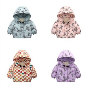 Kids Toddler Girls Boy Fashion Down Cotton Long Hooded Jacket Thick Bread