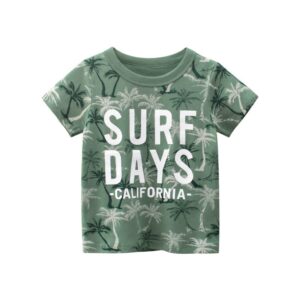 Boys Fashion Coconut Tree Letter Printed T-Shirt